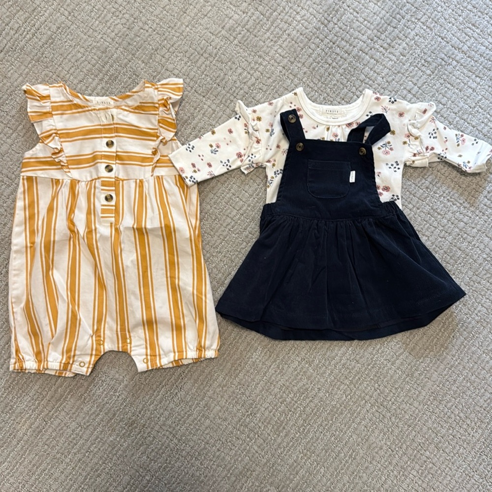 Firsts by Petit Lem NB dress set and romper bundle $100